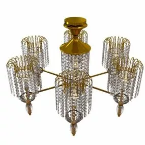 6 Brass Arm Chandelier 3d model