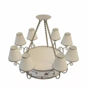 6 Light Round Shade Chandelier 3d model