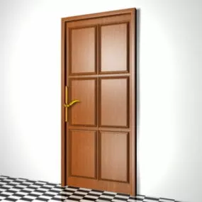 6 Wooden Panel Furniture Interior Door 3d model