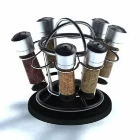 Kitchen 6 Jar Spice Rack 3d model