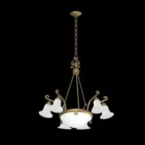 6 Light Bronze Antique Chandelier 3d model