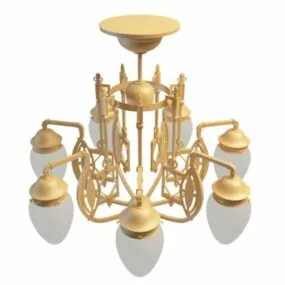 7 Arm Antique Brass Chandelier 3d model
