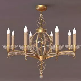 Western 8 Brass Candles Chandelier 3d model
