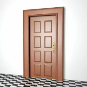 8 Panel Wood Door Design 3d model