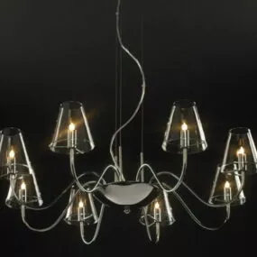 Glass Chandelier 8 Light Black Chrome 3d model