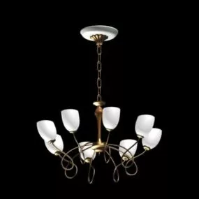 8 Light Old Rustic Bronze Chandelier 3d model