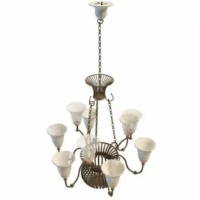 9 Light Brass Ceiling Chandelier 3d model