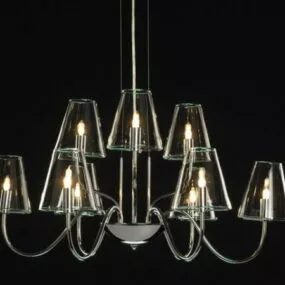 Home Glass Chandelier 9 Light Chrome 3d model