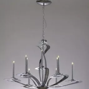 Living Room 9 Lights Chrome Pendant Lamp 3d model