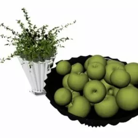Apple With Flower Pot 3d model
