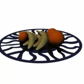 Fruits Set On Plate 3d model