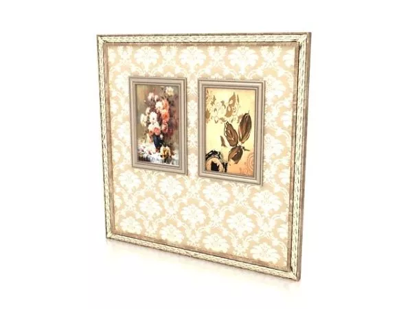 Accent Wall With Pictures Drawing 3d model Accent Wall With Pictures Drawing 3d model