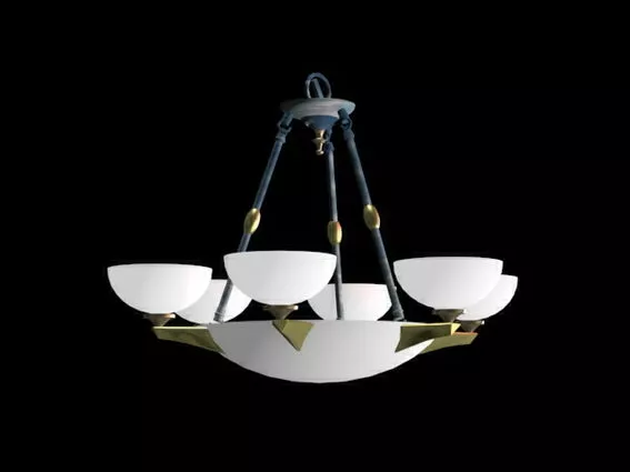 Alabaster Bowl Shade Ceiling Chandelier 3d model Alabaster Bowl Shade Ceiling Chandelier 3d model