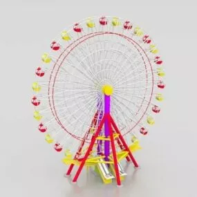 Outdoor Amusement Park With Ferris Wheel 3d model