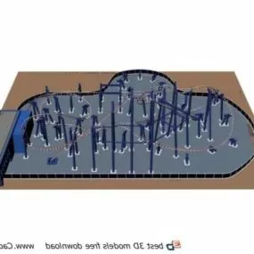 Amusement Playground Rides Roller Coaster 3d model