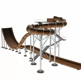 Amusement Park With Water Slide 3d model