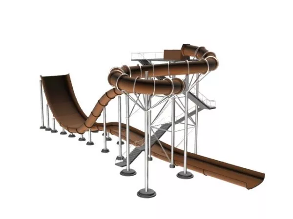 Amusement Park With Water Slide 3d model Amusement Park With Water Slide 3d model