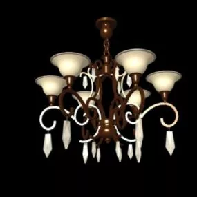 Vintage Amber Glass Chandelier 3d model