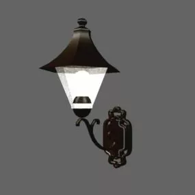 Ancient Black Metal Lantern Light 3d model