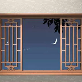 Vintage Ancient Wood Window 3d model