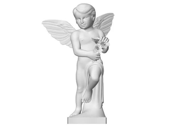 Angel Statue Wings With Flower 3d model Angel Statue Wings With Flower 3d model