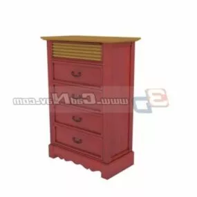 Antique Wood Drawers Side Cabinet 3d model