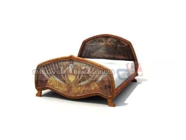 Antique Furniture Bed Carve Headboard 3d model Antique Furniture Bed Carve Headboard 3d model