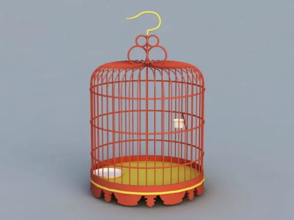 Red Antique Birdcage 3d model Red Antique Birdcage 3d model