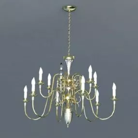 Living Room Antique Brass Chandelier 3d model