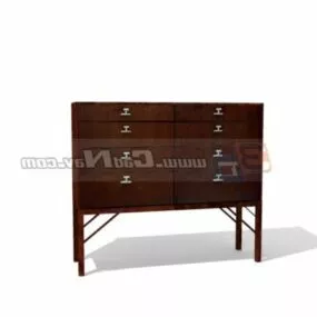 Antique Living Room Wood Storage Locker 3d model
