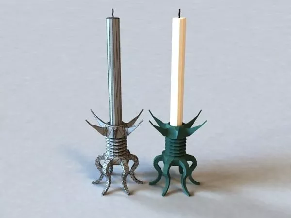 Art Decor Curved Bronze Candlestick 3d model