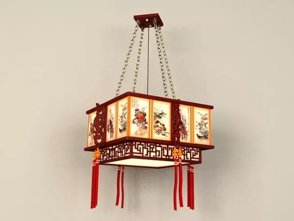 Japanese Portable Wood Lantern 3d model