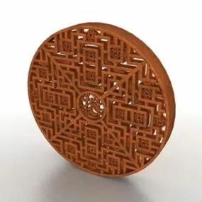 Chinese Antique Carved Pattern Window 3d model