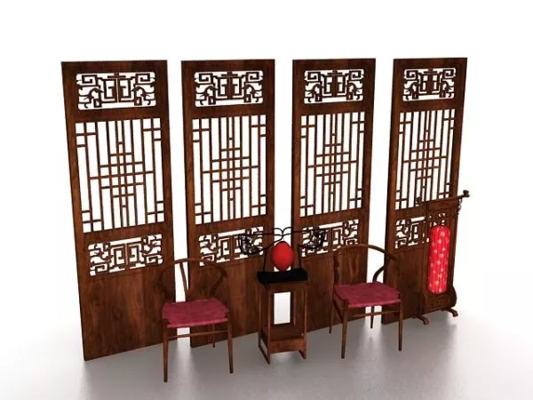Carved Screen Divider Branch Pattern 3d model