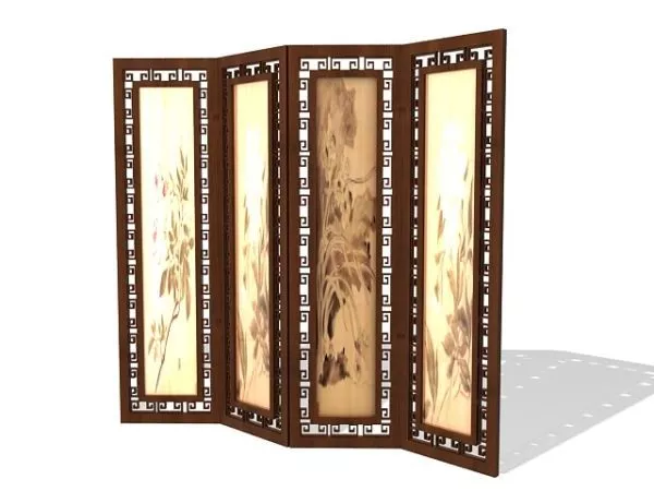 Antique Japanese Screens Room Divider 3d model Antique Japanese Screens Room Divider 3d model