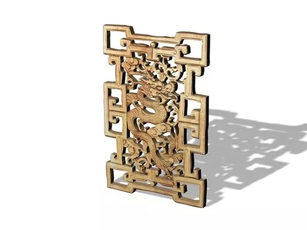 Antique Chinese Carved Window Screen 3d model Antique Chinese Carved Window Screen 3d model