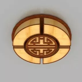 Classic Chinese Wooden Ceiling Light 3d model
