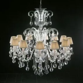 Living Room Crystal Chandelier With Shades 3d model