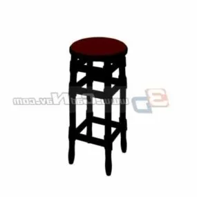 Antique Furniture Wooden Stool 3d model