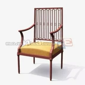 Hotel Antique Wood Armchair 3d model