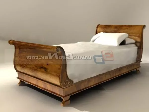 Antique Home Double Wooden Bed 3d model Antique Home Double Wooden Bed 3d model