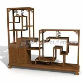 Antique Carved Wood Display Stand 3d model