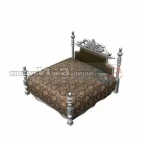Antique Double Bed Furniture 3d model