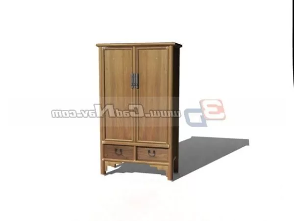 Two Vertical Drawers Wardrobe Bedroom 3d model