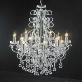 Antique Living Room White Crystal Chandelier 3d model