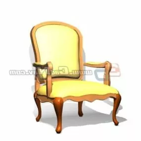 Antique Hotel Wooden Armchair 3d model