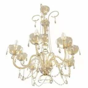 Antique Brass Living Room Crystal Chandelier 3d model