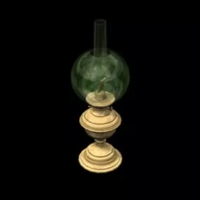 Antique Classic Brass Oil Lamp 3d model