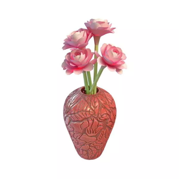 Carved Flower In Vase 3d model Carved Flower In Vase 3d model