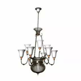 Vintage Cast Iron Chandelier 3d model